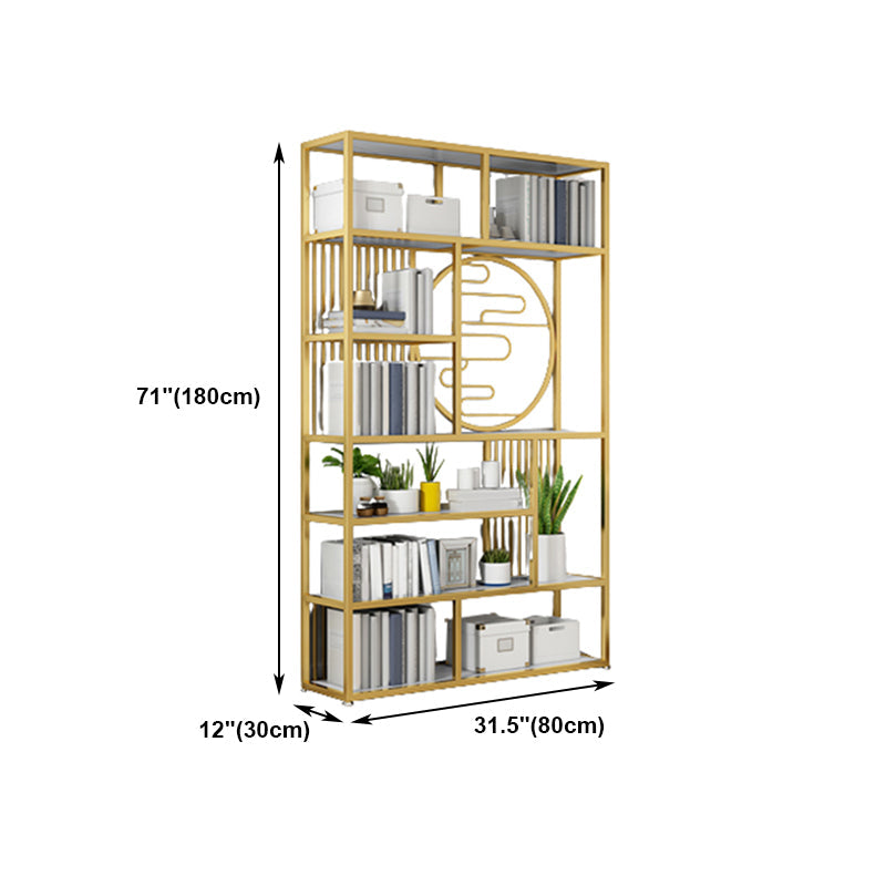 Modern Living Room Etagere Bookshelf Iron Frame Manufactured Wood Shelf Bookcase Clearhalo 'Bookcases' 'furn' 'furn_bookcases' 'Furniture' 'furniture_bookcases' 'Office Furniture' 4951173