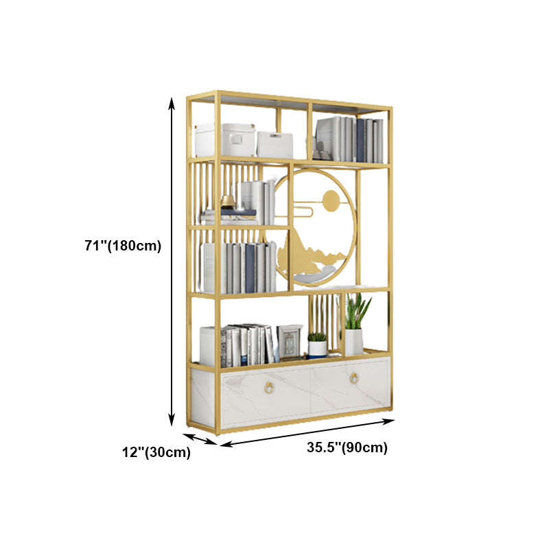Modern Living Room Etagere Bookshelf Iron Frame Manufactured Wood Shelf Bookcase Clearhalo 'Bookcases' 'furn' 'furn_bookcases' 'Furniture' 'furniture_bookcases' 'Office Furniture' 4951176