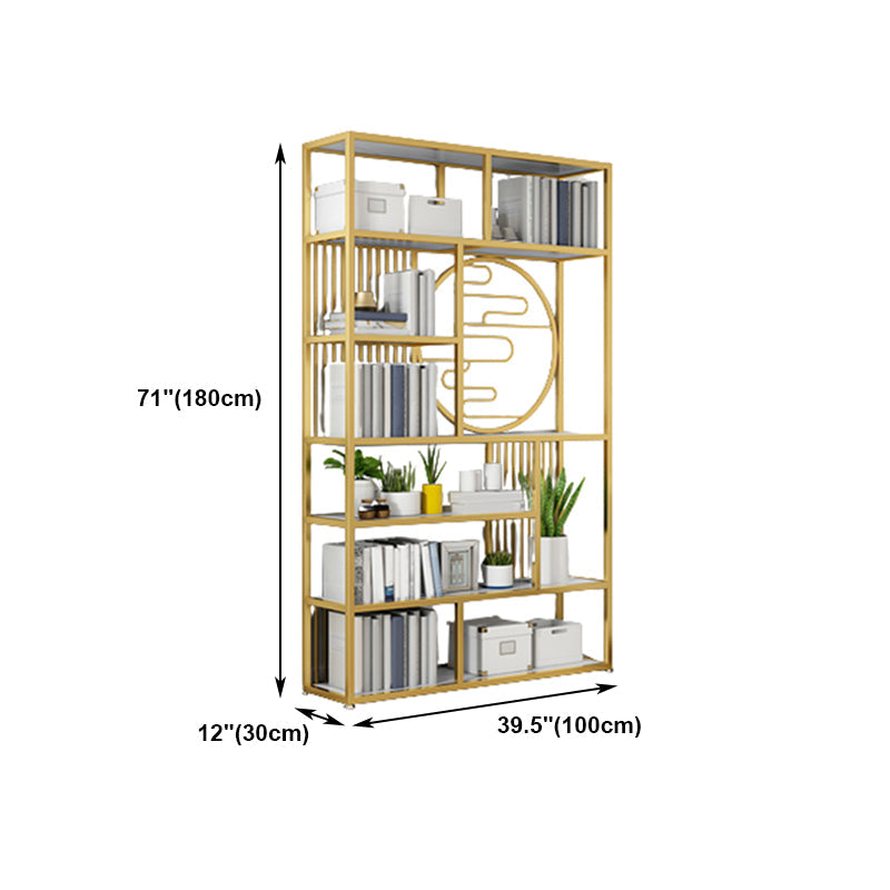 Modern Living Room Etagere Bookshelf Iron Frame Manufactured Wood Shelf Bookcase Clearhalo 'Bookcases' 'furn' 'furn_bookcases' 'Furniture' 'furniture_bookcases' 'Office Furniture' 4951177
