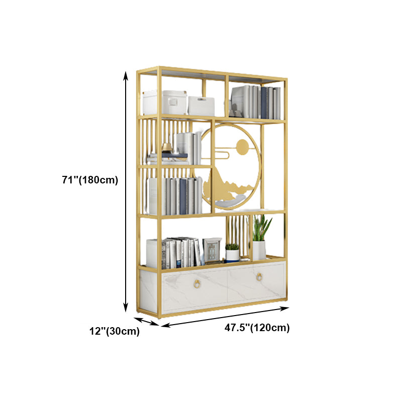Modern Living Room Etagere Bookshelf Iron Frame Manufactured Wood Shelf Bookcase Clearhalo 'Bookcases' 'furn' 'furn_bookcases' 'Furniture' 'furniture_bookcases' 'Office Furniture' 4951180