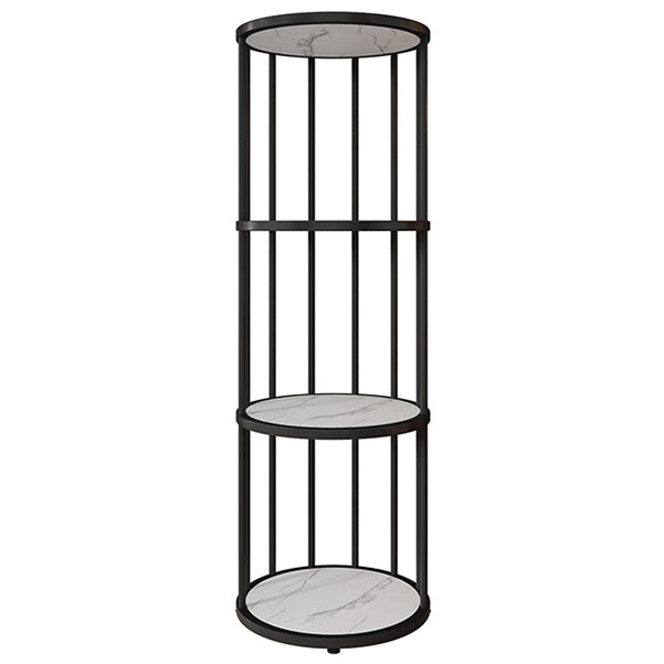 Urban Vertical Corner Bookshelf Iron Frame White Manufactured Wood Shelf Bookcase 12"L x 12"W x 47"H Black Clearhalo 'Bookcases' 'furn' 'furn_bookcases' 'Furniture' 'furniture_bookcases' 'Office Furniture' 4951185