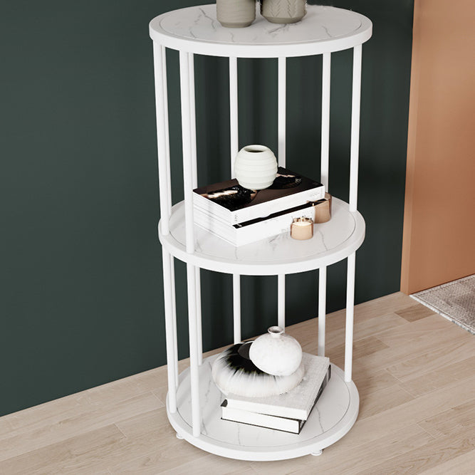 Urban Vertical Corner Bookshelf Iron Frame White Manufactured Wood Shelf Bookcase Clearhalo 'Bookcases' 'furn' 'furn_bookcases' 'Furniture' 'furniture_bookcases' 'Office Furniture' 4951186