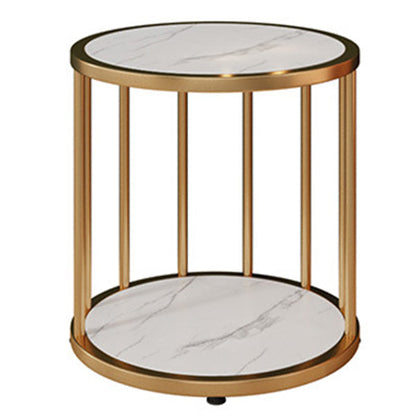 Urban Vertical Corner Bookshelf Iron Frame White Manufactured Wood Shelf Bookcase 12"L x 12"W x 16"H Gold Clearhalo 'Bookcases' 'furn' 'furn_bookcases' 'Furniture' 'furniture_bookcases' 'Office Furniture' 4951189