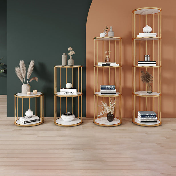 Urban Vertical Corner Bookshelf Iron Frame White Manufactured Wood Shelf Bookcase Clearhalo 'Bookcases' 'furn' 'furn_bookcases' 'Furniture' 'furniture_bookcases' 'Office Furniture' 4951196