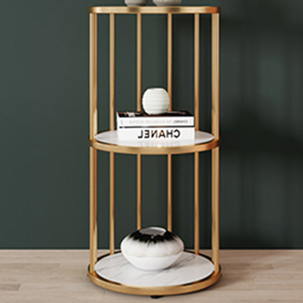 Urban Vertical Corner Bookshelf Iron Frame White Manufactured Wood Shelf Bookcase Clearhalo 'Bookcases' 'furn' 'furn_bookcases' 'Furniture' 'furniture_bookcases' 'Office Furniture' 4951198