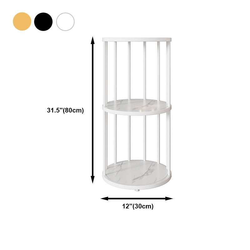 Urban Vertical Corner Bookshelf Iron Frame White Manufactured Wood Shelf Bookcase Clearhalo 'Bookcases' 'furn' 'furn_bookcases' 'Furniture' 'furniture_bookcases' 'Office Furniture' 4951201
