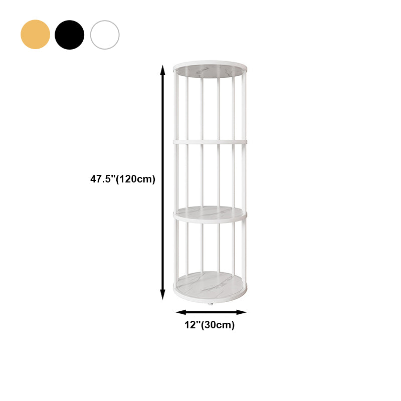 Urban Vertical Corner Bookshelf Iron Frame White Manufactured Wood Shelf Bookcase Clearhalo 'Bookcases' 'furn' 'furn_bookcases' 'Furniture' 'furniture_bookcases' 'Office Furniture' 4951202