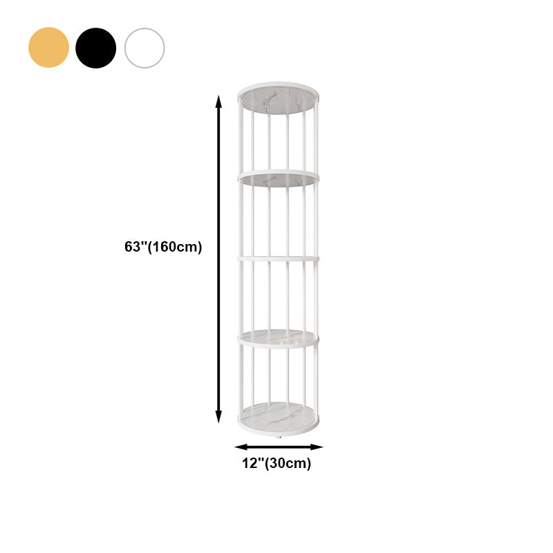 Urban Vertical Corner Bookshelf Iron Frame White Manufactured Wood Shelf Bookcase Clearhalo 'Bookcases' 'furn' 'furn_bookcases' 'Furniture' 'furniture_bookcases' 'Office Furniture' 4951203