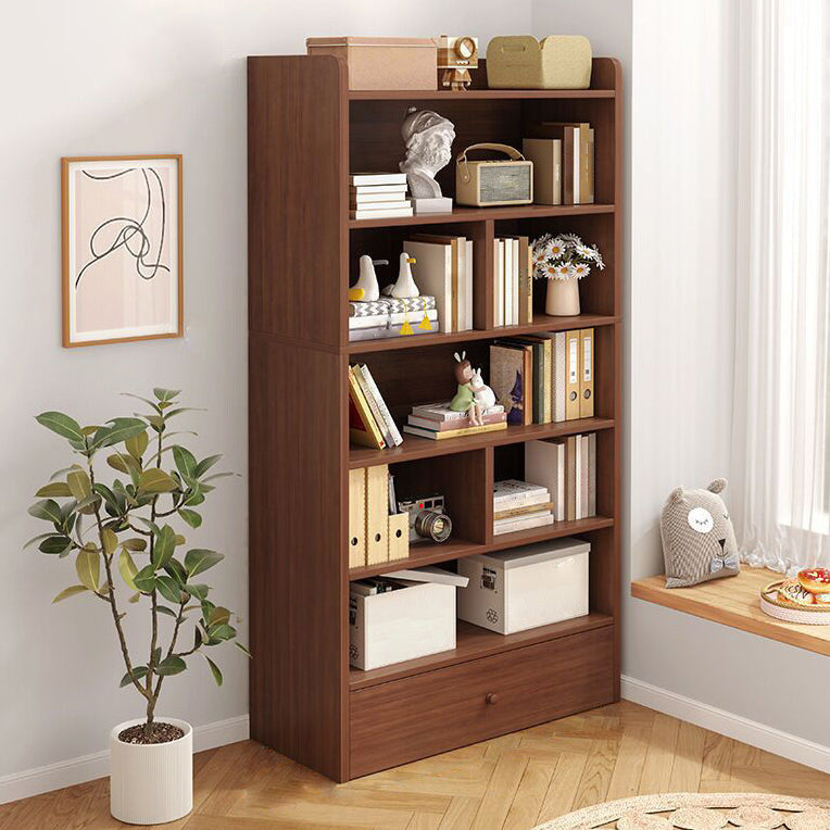 Modern Style Bookcase Engineer Wood Standard Bookshelf for Home Office 32.3"L x 9.4"W x 71.3"H Brown Clearhalo 'Bookcases' 'furn' 'furn_bookcases' 'Furniture' 'furniture_bookcases' 'Office Furniture' 4951208