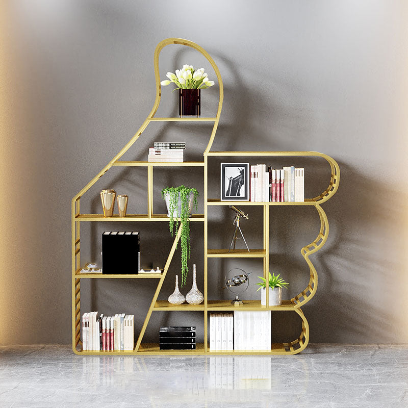 Geometric Shelf Bookcase Modern Metal Bookshelf for Home Office 59.1"L x 11.8"W x 70.1"H Gold Clearhalo 'Bookcases' 'furn' 'furn_bookcases' 'Furniture' 'furniture_bookcases' 'Office Furniture' 4951227