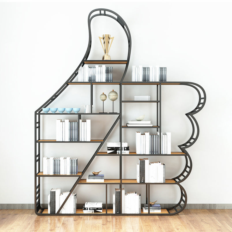Geometric Shelf Bookcase Modern Metal Bookshelf for Home Office 70.9"L x 11.8"W x 85"H Black Clearhalo 'Bookcases' 'furn' 'furn_bookcases' 'Furniture' 'furniture_bookcases' 'Office Furniture' 4951228