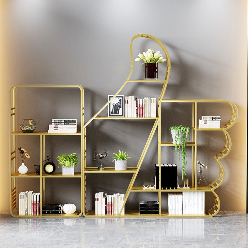 Geometric Shelf Bookcase Modern Metal Bookshelf for Home Office 70.9"L x 11.8"W x 57.5"H Gold Clearhalo 'Bookcases' 'furn' 'furn_bookcases' 'Furniture' 'furniture_bookcases' 'Office Furniture' 4951231