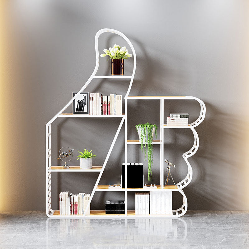 Geometric Shelf Bookcase Modern Metal Bookshelf for Home Office 47"L x 12"W x 57"H White Clearhalo 'Bookcases' 'furn' 'furn_bookcases' 'Furniture' 'furniture_bookcases' 'Office Furniture' 4951234