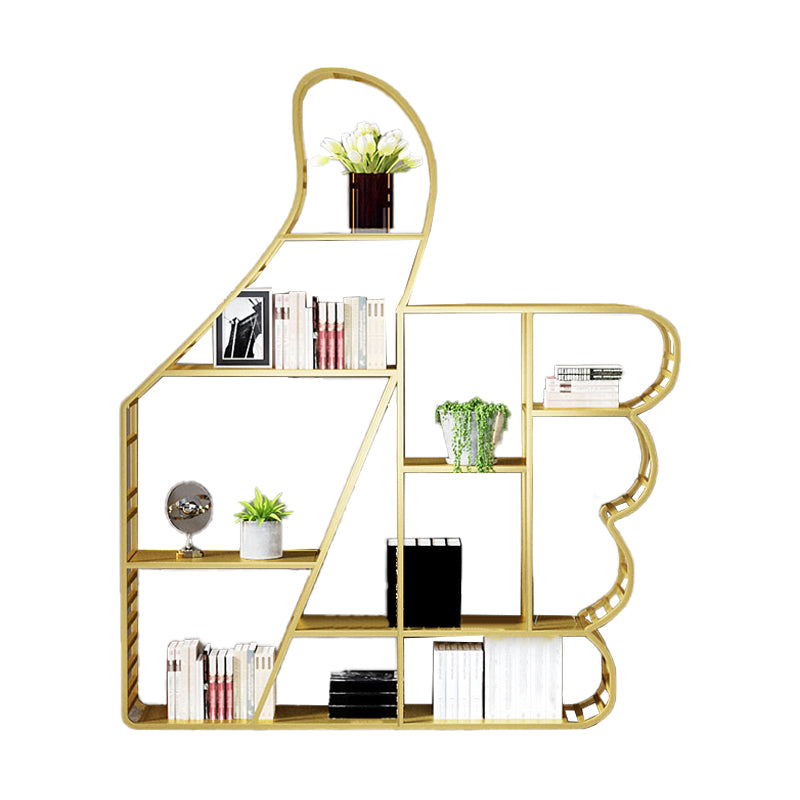 Geometric Shelf Bookcase Modern Metal Bookshelf for Home Office 47"L x 12"W x 57"H Gold Clearhalo 'Bookcases' 'furn' 'furn_bookcases' 'Furniture' 'furniture_bookcases' 'Office Furniture' 4951235