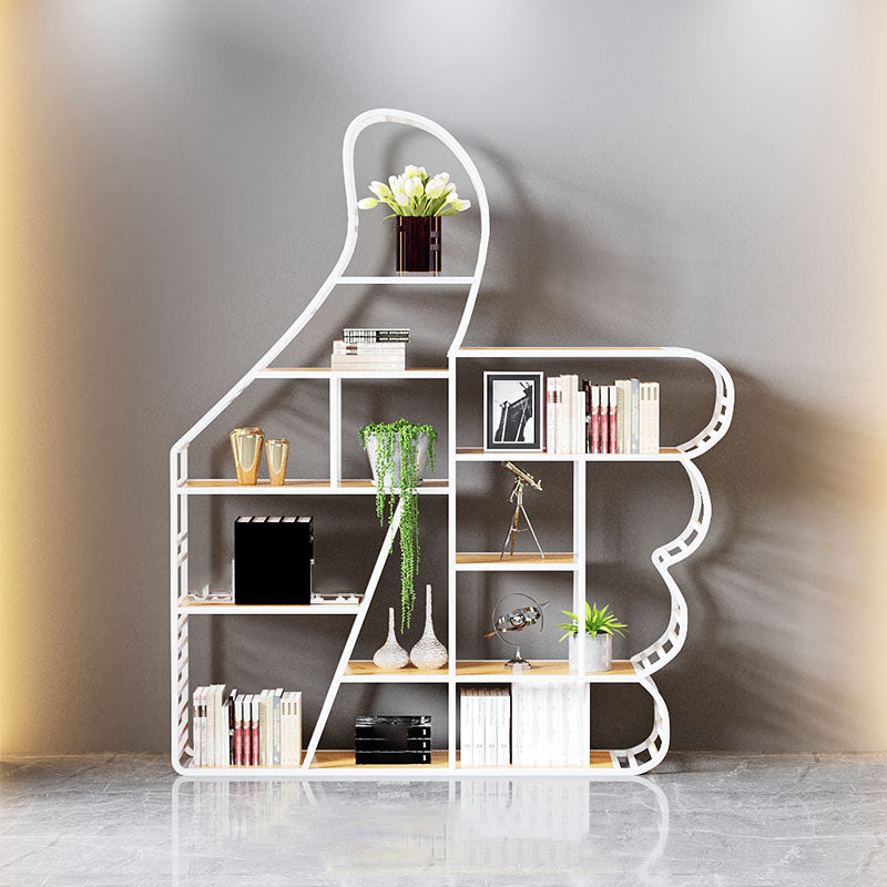 Geometric Shelf Bookcase Modern Metal Bookshelf for Home Office 59.1"L x 11.8"W x 70.1"H White Clearhalo 'Bookcases' 'furn' 'furn_bookcases' 'Furniture' 'furniture_bookcases' 'Office Furniture' 4951236
