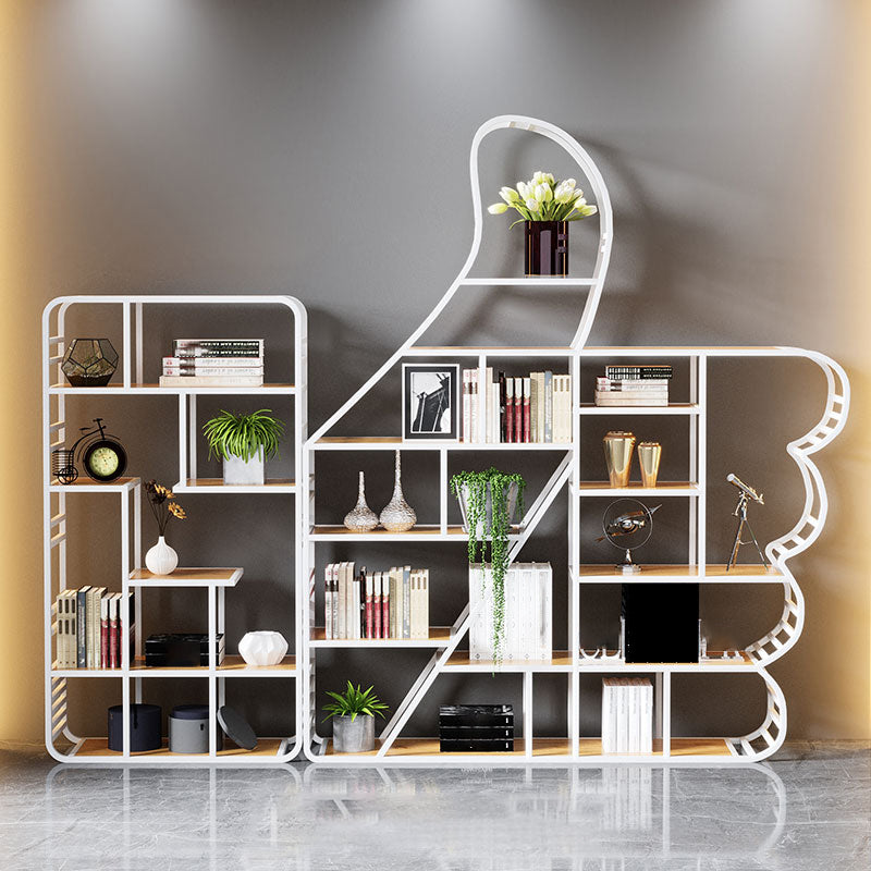 Geometric Shelf Bookcase Modern Metal Bookshelf for Home Office 89"L x 11.8"W x 70.1"H White Clearhalo 'Bookcases' 'furn' 'furn_bookcases' 'Furniture' 'furniture_bookcases' 'Office Furniture' 4951241