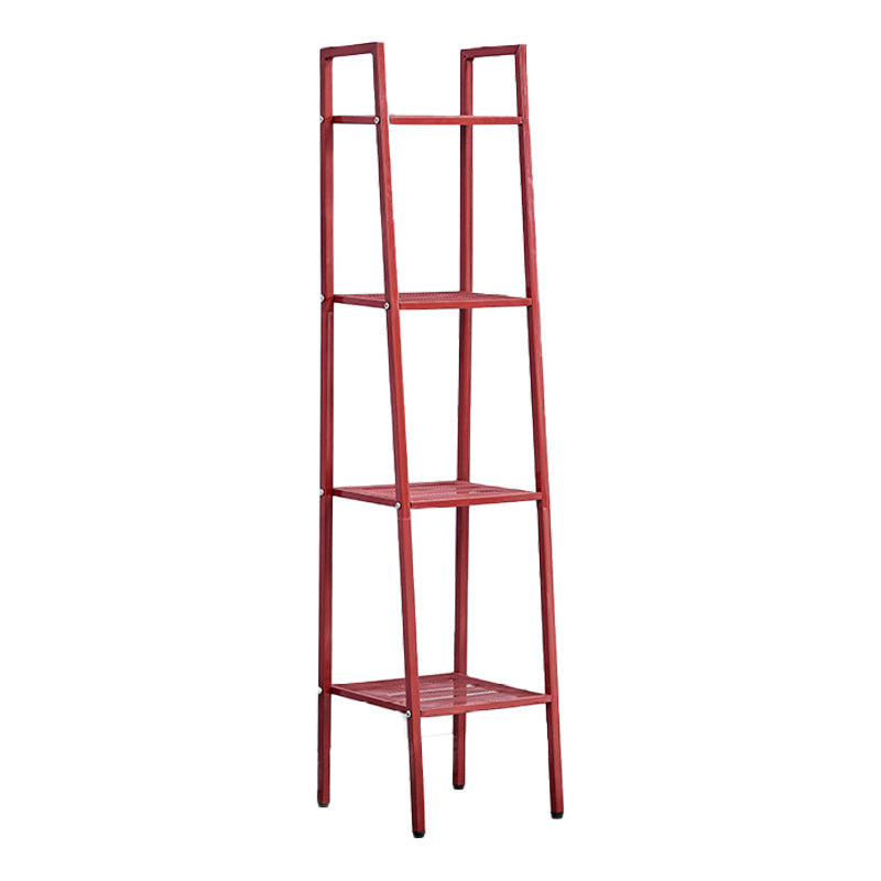 Ladder Bookshelf Metal Contemporary Open Bookcase for Home Office 14"L x 14"W x 58"H Red Clearhalo 'Bookcases' 'furn' 'furn_bookcases' 'Furniture' 'furniture_bookcases' 'Office Furniture' 4951289