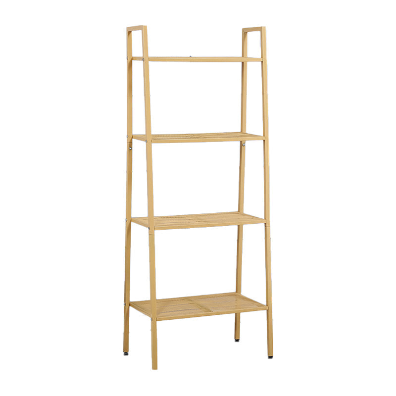 Ladder Bookshelf Metal Contemporary Open Bookcase for Home Office 23.6"L x 13.8"W x 58.3"H Yellow Clearhalo 'Bookcases' 'furn' 'furn_bookcases' 'Furniture' 'furniture_bookcases' 'Office Furniture' 4951291