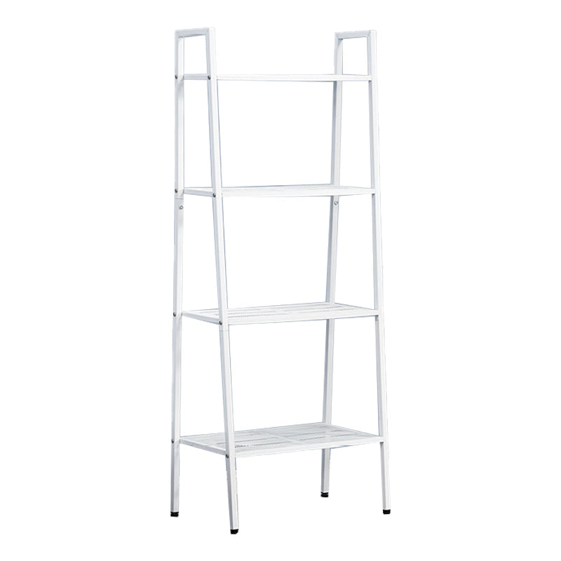 Ladder Bookshelf Metal Contemporary Open Bookcase for Home Office 23.6"L x 13.8"W x 58.3"H White Clearhalo 'Bookcases' 'furn' 'furn_bookcases' 'Furniture' 'furniture_bookcases' 'Office Furniture' 4951297