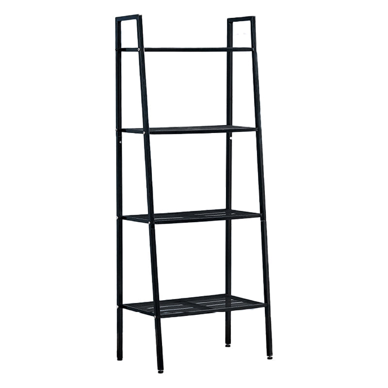 Ladder Bookshelf Metal Contemporary Open Bookcase for Home Office 23.6"L x 13.8"W x 58.3"H Black Clearhalo 'Bookcases' 'furn' 'furn_bookcases' 'Furniture' 'furniture_bookcases' 'Office Furniture' 4951304
