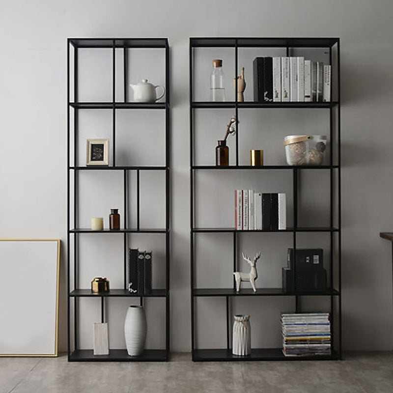 70.87"H Bookcase Black Open Back Modern Style Bookshelf for Home and Office Clearhalo 'Bookcases' 'furn' 'furn_bookcases' 'Furniture' 'furniture_bookcases' 'Office Furniture' 4951347