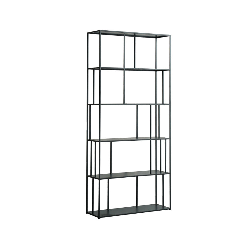 70.87"H Bookcase Black Open Back Modern Style Bookshelf for Home and Office Matte Black Clearhalo 'Bookcases' 'furn' 'furn_bookcases' 'Furniture' 'furniture_bookcases' 'Office Furniture' 4951348