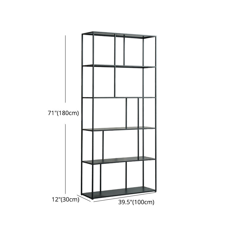 70.87"H Bookcase Black Open Back Modern Style Bookshelf for Home and Office Clearhalo 'Bookcases' 'furn' 'furn_bookcases' 'Furniture' 'furniture_bookcases' 'Office Furniture' 4951358