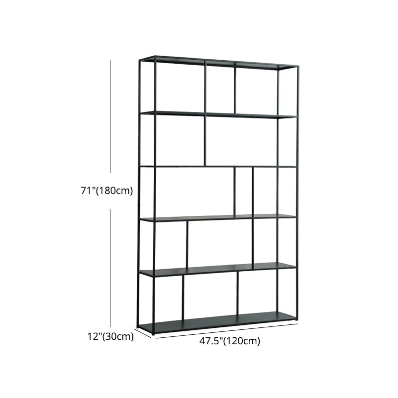 70.87"H Bookcase Black Open Back Modern Style Bookshelf for Home and Office Clearhalo 'Bookcases' 'furn' 'furn_bookcases' 'Furniture' 'furniture_bookcases' 'Office Furniture' 4951359