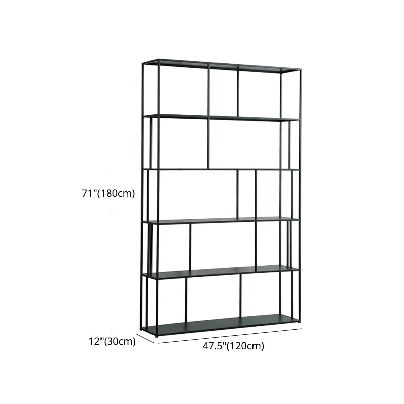 70.87"H Bookcase Black Open Back Modern Style Bookshelf for Home and Office Clearhalo 'Bookcases' 'furn' 'furn_bookcases' 'Furniture' 'furniture_bookcases' 'Office Furniture' 4951363