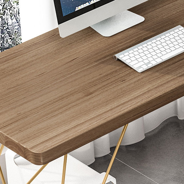 Glam Style Office Desk Solid Wood L-Shaped Desk with Gold Frame Clearhalo 'furn' 'furn_office_desk' 'Furniture' 'furniture_office_desk' 'Office Desks' 'Office Furniture' 'office_desk' 4952322