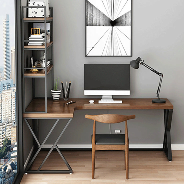 Solid Wood L-Shaped Work Table Fixed Home Office Modern Writing Desk 70.9"L x 31.5"W x 29.5"H Left Hand Return Clearhalo 'furn' 'furn_office_desk' 'Furniture' 'furniture_office_desk' 'Office Desks' 'Office Furniture' 'office_desk' 4952350