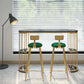 Glam Iron Bar Dining Table Stone Top Oval Indoor Bistro Table with 2-Shelf Fixed Table 70.9"L x 15.7"W x 41.3"H Gold Black Clearhalo 'Bar Furniture' 'Bar Tables' 'bar_tables' 'furn' 'furn_bar_tables' 'Furniture' 'furniture_bar_tables' 'Kitchen & Dining Furniture' 4952375