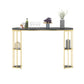 Glam Iron Bar Dining Table Stone Top Oval Indoor Bistro Table with 2-Shelf Fixed Table Gold Black Clearhalo 'Bar Furniture' 'Bar Tables' 'bar_tables' 'furn' 'furn_bar_tables' 'Furniture' 'furniture_bar_tables' 'Kitchen & Dining Furniture' 4952382