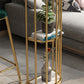 Glam Iron Bar Dining Table Stone Top Oval Indoor Bistro Table with 2-Shelf Fixed Table Clearhalo 'Bar Furniture' 'Bar Tables' 'bar_tables' 'furn' 'furn_bar_tables' 'Furniture' 'furniture_bar_tables' 'Kitchen & Dining Furniture' 4952383