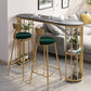 Glam Iron Bar Dining Table Stone Top Oval Indoor Bistro Table with 2-Shelf Fixed Table Clearhalo 'Bar Furniture' 'Bar Tables' 'bar_tables' 'furn' 'furn_bar_tables' 'Furniture' 'furniture_bar_tables' 'Kitchen & Dining Furniture' 4952386