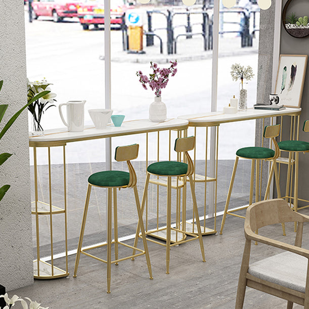 Glam Iron Bar Dining Table Stone Top Oval Indoor Bistro Table with 2-Shelf Fixed Table Clearhalo 'Bar Furniture' 'Bar Tables' 'bar_tables' 'furn' 'furn_bar_tables' 'Furniture' 'furniture_bar_tables' 'Kitchen & Dining Furniture' 4952388