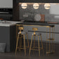 Glam Iron Bar Dining Table Stone Top Oval Indoor Bistro Table with 2-Shelf Fixed Table Clearhalo 'Bar Furniture' 'Bar Tables' 'bar_tables' 'furn' 'furn_bar_tables' 'Furniture' 'furniture_bar_tables' 'Kitchen & Dining Furniture' 4952389