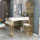 2-Drawer Modern Steel Bar Dining Table White Stone Top Indoor Bistro Table with Wine Rack Clearhalo 'Bar Furniture' 'Bar Tables' 'bar_tables' 'furn' 'furn_bar_tables' 'Furniture' 'furniture_bar_tables' 'Kitchen & Dining Furniture' 4952403