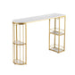 Stone Bar Dining Table Glam Bar Table with Double Pedestal for Dining Room Porch Gold Without Chairs Clearhalo 'Bar Furniture' 'Bar Tables' 'bar_tables' 'furn' 'furn_bar_tables' 'Furniture' 'furniture_bar_tables' 'Kitchen & Dining Furniture' 4952415
