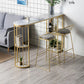 Stone Bar Dining Table Glam Bar Table with Double Pedestal for Dining Room Porch Clearhalo 'Bar Furniture' 'Bar Tables' 'bar_tables' 'furn' 'furn_bar_tables' 'Furniture' 'furniture_bar_tables' 'Kitchen & Dining Furniture' 4952421
