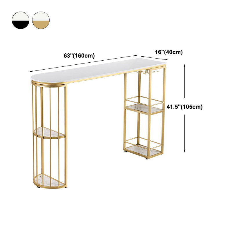 Stone Bar Dining Table Glam Bar Table with Double Pedestal for Dining Room Porch Clearhalo 'Bar Furniture' 'Bar Tables' 'bar_tables' 'furn' 'furn_bar_tables' 'Furniture' 'furniture_bar_tables' 'Kitchen & Dining Furniture' 4952425
