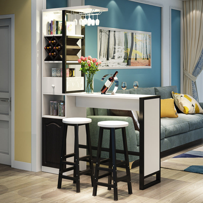 Contemporary Bar Dining Table Rectangle Bar Dining Table with Trestle Base White-Black Clearhalo 'Bar Furniture' 'Bar Tables' 'bar_tables' 'Furniture' 'furniture_bar_tables' 'Kitchen & Dining Furniture' 4952427