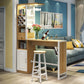 Contemporary Bar Dining Table Rectangle Bar Dining Table with Trestle Base White-Brown Clearhalo 'Bar Furniture' 'Bar Tables' 'bar_tables' 'Furniture' 'furniture_bar_tables' 'Kitchen & Dining Furniture' 4952428