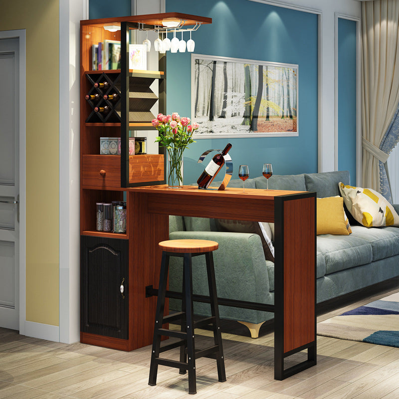 Contemporary Bar Dining Table Rectangle Bar Dining Table with Trestle Base Brown Clearhalo 'Bar Furniture' 'Bar Tables' 'bar_tables' 'Furniture' 'furniture_bar_tables' 'Kitchen & Dining Furniture' 4952429