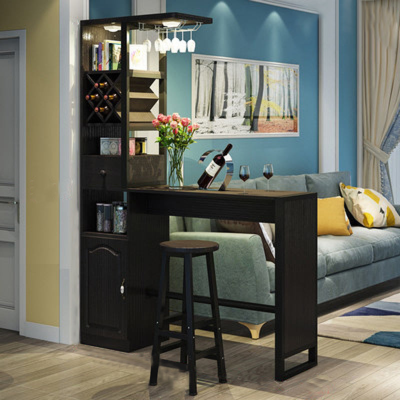 Contemporary Bar Dining Table Rectangle Bar Dining Table with Trestle Base Black Clearhalo 'Bar Furniture' 'Bar Tables' 'bar_tables' 'Furniture' 'furniture_bar_tables' 'Kitchen & Dining Furniture' 4952437