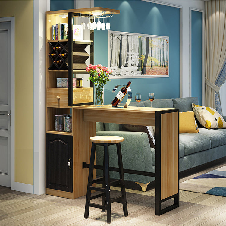 Contemporary Bar Dining Table Rectangle Bar Dining Table with Trestle Base Black-Brown Clearhalo 'Bar Furniture' 'Bar Tables' 'bar_tables' 'Furniture' 'furniture_bar_tables' 'Kitchen & Dining Furniture' 4952438