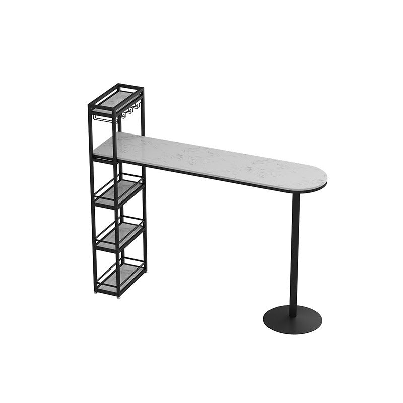 White Rectangle Bar Table Contemporary Bar Table with Sled Base Black Without Chairs Clearhalo 'Bar Furniture' 'Bar Tables' 'bar_tables' 'furn' 'furn_bar_tables' 'Furniture' 'furniture_bar_tables' 'Kitchen & Dining Furniture' 4952443