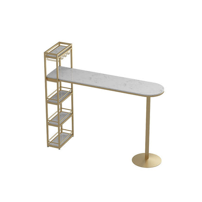 White Rectangle Bar Table Contemporary Bar Table with Sled Base Gold Without Chairs Clearhalo 'Bar Furniture' 'Bar Tables' 'bar_tables' 'furn' 'furn_bar_tables' 'Furniture' 'furniture_bar_tables' 'Kitchen & Dining Furniture' 4952447
