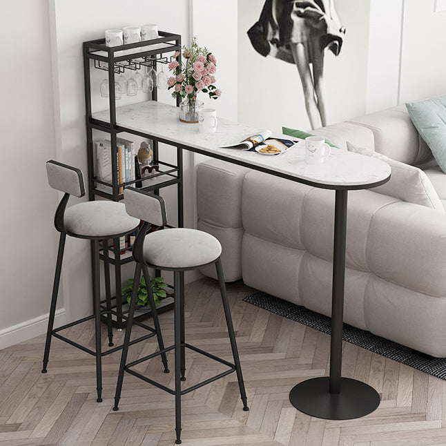 White Rectangle Bar Table Contemporary Bar Table with Sled Base Clearhalo 'Bar Furniture' 'Bar Tables' 'bar_tables' 'furn' 'furn_bar_tables' 'Furniture' 'furniture_bar_tables' 'Kitchen & Dining Furniture' 4952454