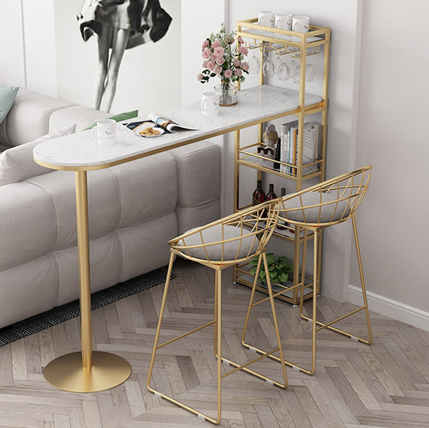 White Rectangle Bar Table Contemporary Bar Dining Table with Sled Base Clearhalo 'Bar Furniture' 'Bar Tables' 'bar_tables' 'Furniture' 'furniture_bar_tables' 'Kitchen & Dining Furniture' 4952471